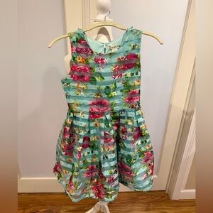 Knitworks Teal and Pink Floral Kids Dress